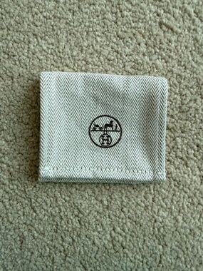 Authentic Hermes Jewelry Herringbone Tweed Drawstring Storage Dust Bag 3x3.5